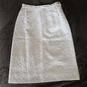 White Paisley Embroidered Skirt